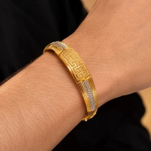 Men’s Gold Premium Geometric Statement Bracelet Gallery View
