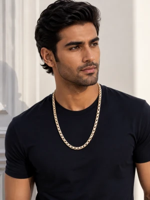 Gold Men’s Leaf Link Chain Gallery View