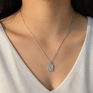 925 Silver Elegant Rectangular Pendant Set Gallery View