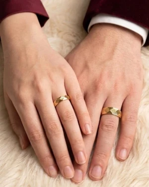 Textured Gold Unisex Couple Rings Set Gallery View