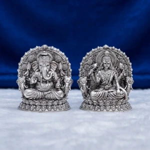 925 Silver Ganesh Ji & Lakshmi Ji Idol Set Main View