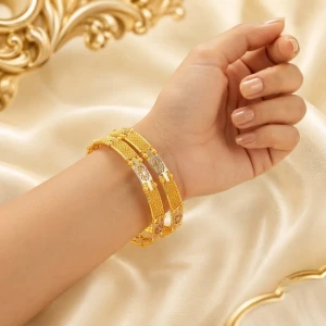 Women’s Gold Beaded Designer Bangle Gallery View
