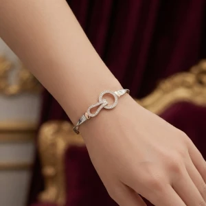 Silver Interlocking Loop Pavé Bracelet Gallery View