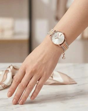 Rose Gold Women’s Elegant Stone-Set Bracelet Watch Gallery View