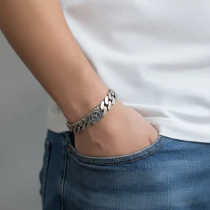 Silver Urban Link Bracelet for Men Gallery View