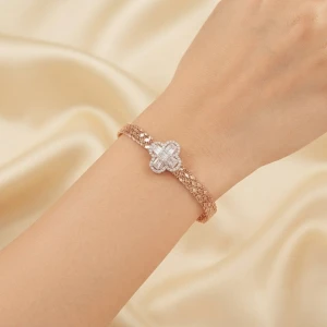 Silver Clover Baguette Crystal Bracelet Gallery View