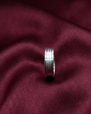 Silver Grooved Unisex Band Ring Gallery View