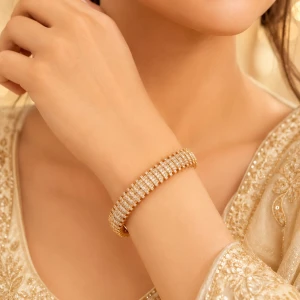 Gold Women’s Diamond-Style Tennis Bangle Gallery View