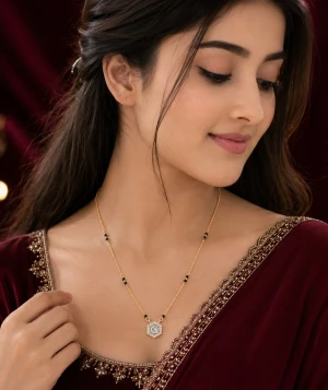 Gold Women’s Hexagon Pendant Mangalsutra Gallery View