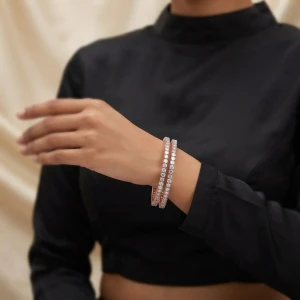 Classic Rose Gold Eternity Diamond Bangles Gallery View