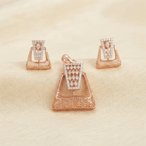 Women’s Rose Gold Geometric Pendant Set Main View