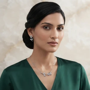 Silver Floral Tulip Half Set Gallery View