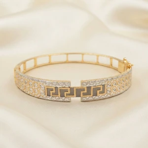 Two-Tone Greek Key Gold Bracelet Main View
