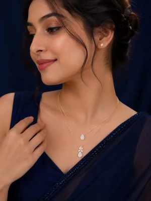 Gold Women’s Double Layer Teardrop Necklace Gallery View