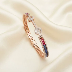 Multi-Gemstone Accent Rose Gold Kada Main View