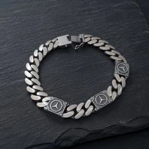 Silver Urban Link Bracelet for Men Main View