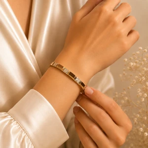 Elegant Gold Women’s Textured Designer Bangle Set Gallery View