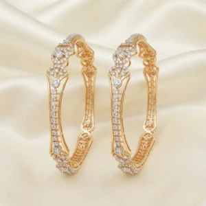 Diamond Motif Gold Bangle Set Main View