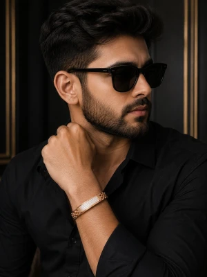 Men’s Rose Gold Crystal Link Bracelet Gallery View