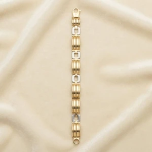 Gold and White Gold Men's Two-Tone Link Bracelet Main View