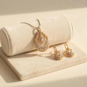 Diamond Filigree Pendant & Earring Set Main View