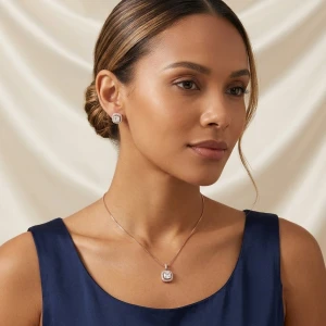 925 Silver Women’s Sparkling Pendant Half Set Gallery View