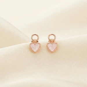 Rose Gold Pastel Pink Heart Drop Stud Earrings Gallery View