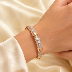 Gold Women’s Sparkling Textured Designer Bangle Gallery View