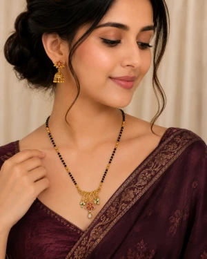 Gold Women’s Floral Designer Mangalsutra Gallery View
