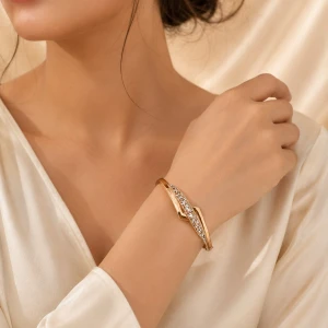 Golden Sparkle Designer Kada Bracelet for Women Gallery View