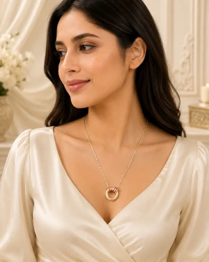 Elegant Gold Women’s Circle Pendant Necklace Gallery View