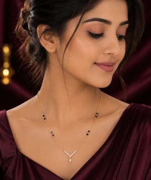 Gold Women’s V-Shape CZ Mangalsutra Gallery View