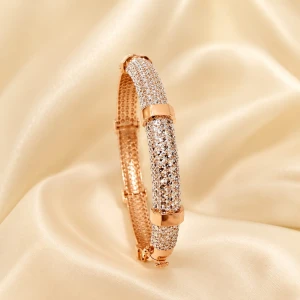 Gold Women’s Sparkling Textured Designer Bangle Main View
