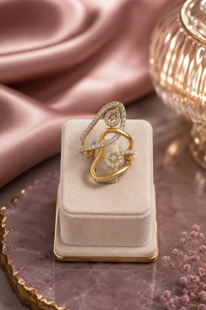 Aura Gold Floral Ring Main View
