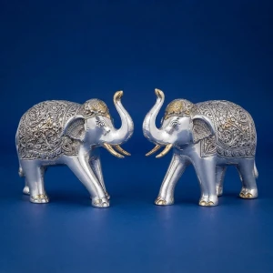 925 Silver Elephant Pair Showpiece Main View