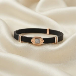 Men’s Gold Finish Black Kada Bracelet Main View