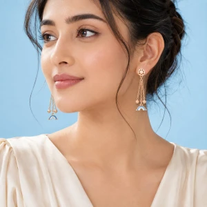 Whimsical Rainbow and Multi-Chain Gold Drop Earrings Gallery View