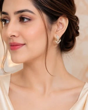 Diamond Women’s Teardrop Floral Drop Earrings Gallery View