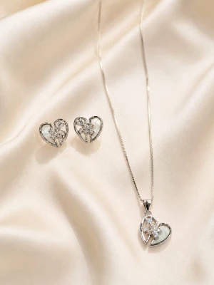 925 Silver Heart Pendant Set for Women Main View