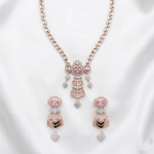 Rose Gold Pink Stone Women’s Half Set Main View