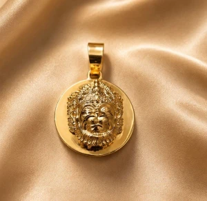 Gold Lord Hanuman Ji Medallion Pendant Main View