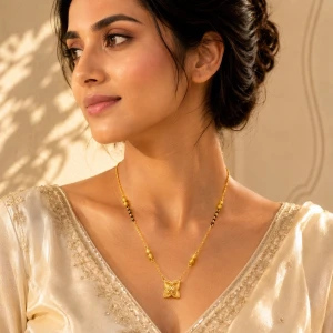 Women’s Gold Floral Mangalasutra Set Gallery View