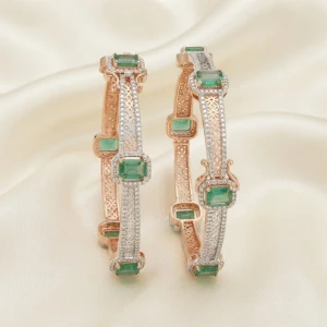 Emerald and Diamond Rose Gold Kadas Main View