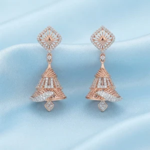 Elegant Rose Gold Finish Drop Earrings Main View