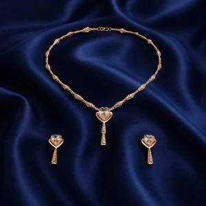 Elegant Gold Heart Pendant Half Set for Women Main View