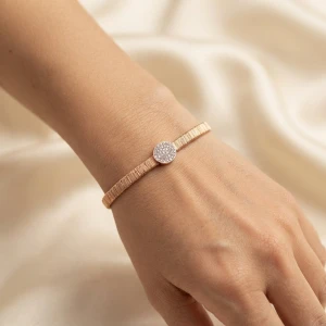 Silver Pavé Disc Cord Bracelet Gallery View