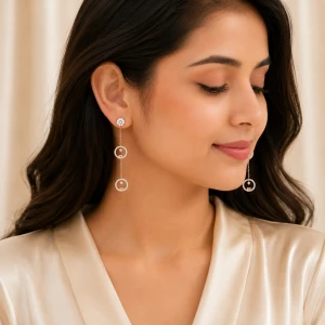 Gold Women’s Circular Drop Earrings Gallery View