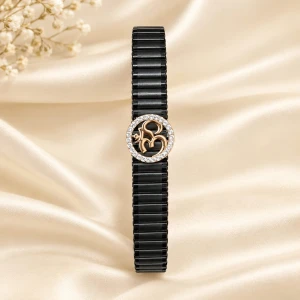 Divine Om Diamond Accent Black Watch-Link Men's Bracelet Main View