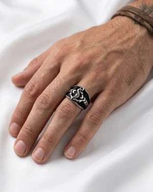 Nautical Anchor Silver Men's Ring Gallery View