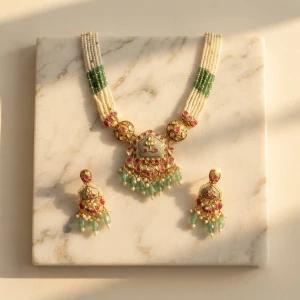 Traditional Polki & Bead Jewelry Set Main View